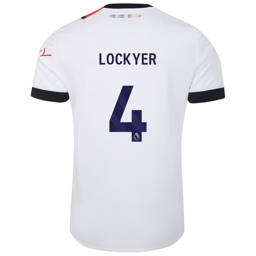 Kobiety Tom Lockyer #4 Biały Wyjazdowa Koszulka 2023/24 Koszulki Klubowe