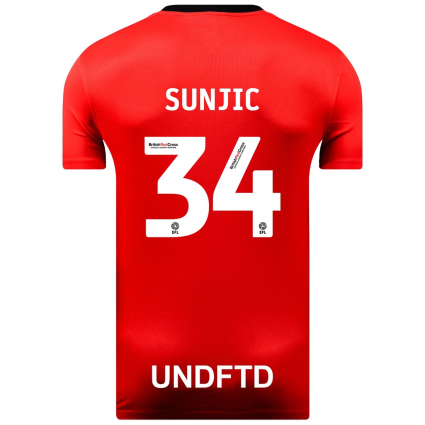 Kobiety Ivan Sunjic #34 Czerwony Wyjazdowa Koszulka 2023/24 Koszulki Klubowe