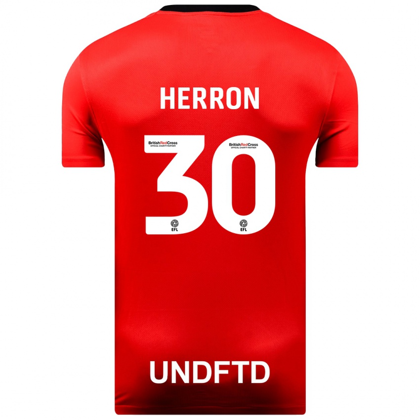 Kobiety Neve Herron #30 Czerwony Wyjazdowa Koszulka 2023/24 Koszulki Klubowe