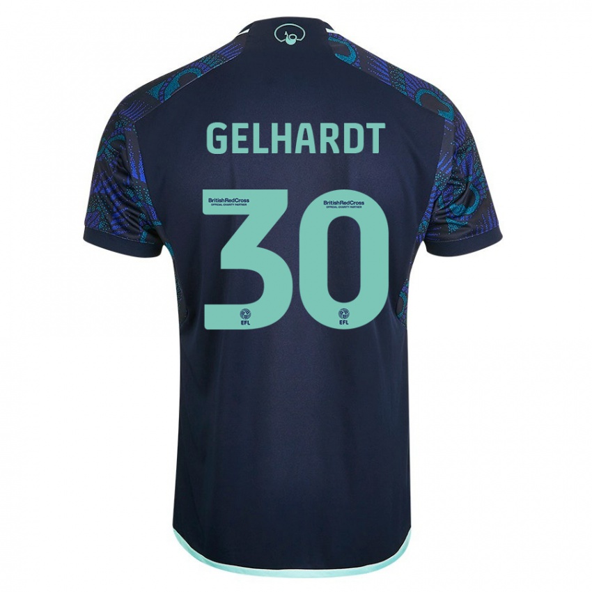 Kobiety Joe Gelhardt #30 Niebieski Wyjazdowa Koszulka 2023/24 Koszulki Klubowe