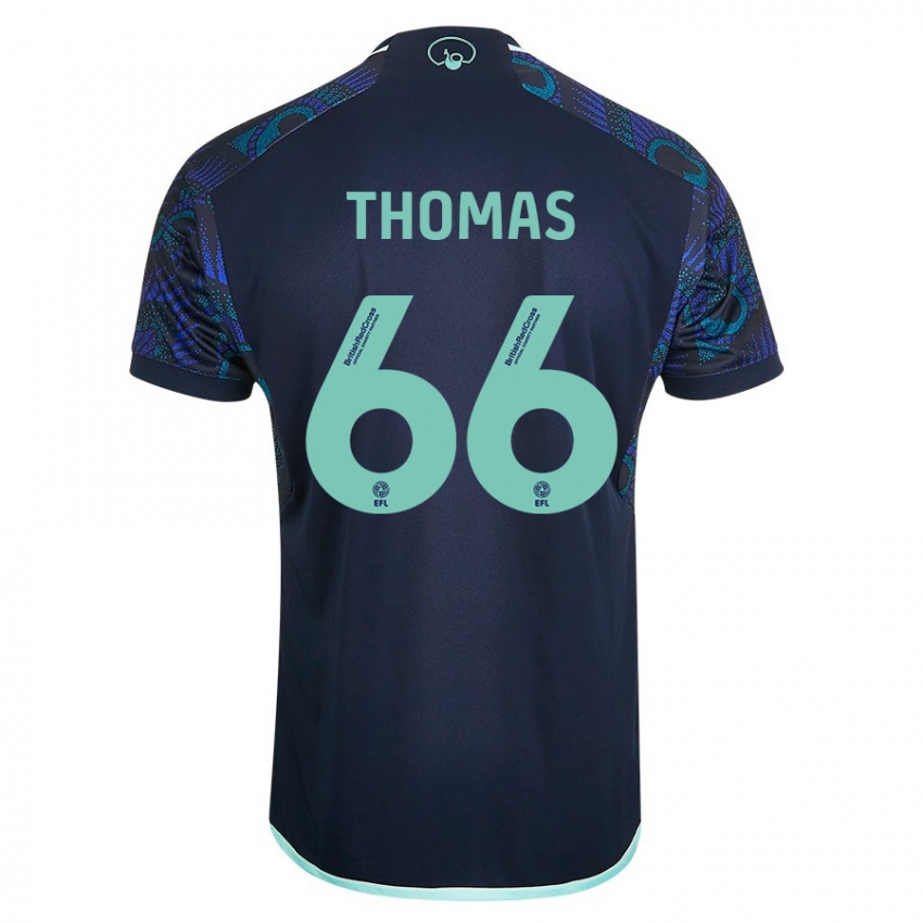 Kobiety Luca Thomas #66 Niebieski Wyjazdowa Koszulka 2023/24 Koszulki Klubowe