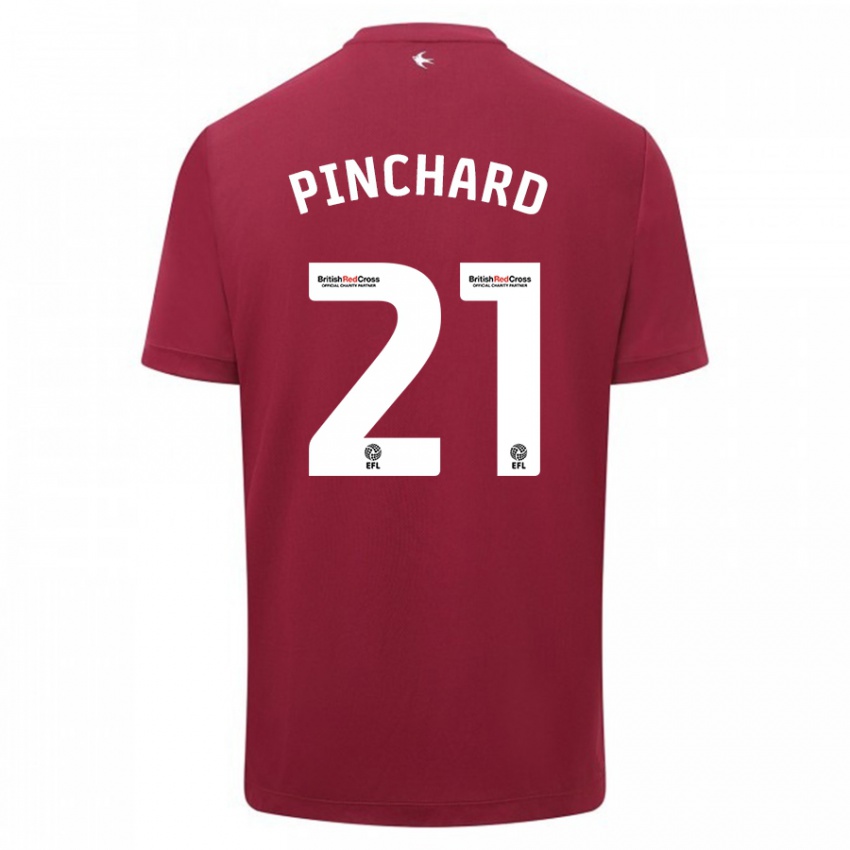 Kobiety Cerys Pinchard #21 Czerwony Wyjazdowa Koszulka 2023/24 Koszulki Klubowe