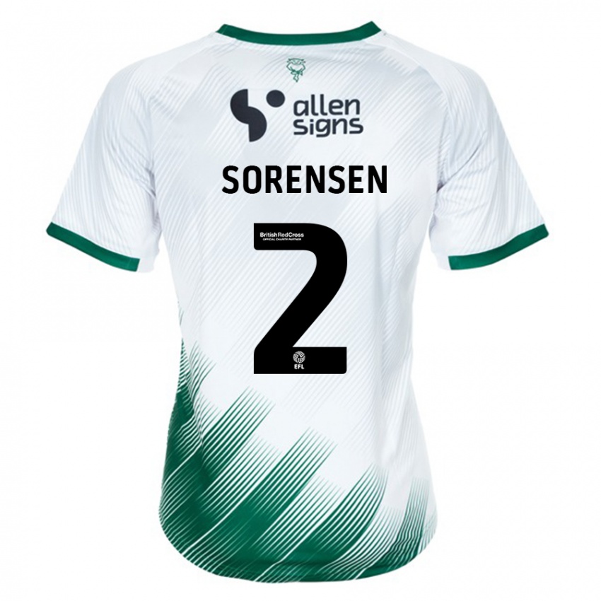 Kobiety Lasse Sörensen #2 Biały Wyjazdowa Koszulka 2023/24 Koszulki Klubowe