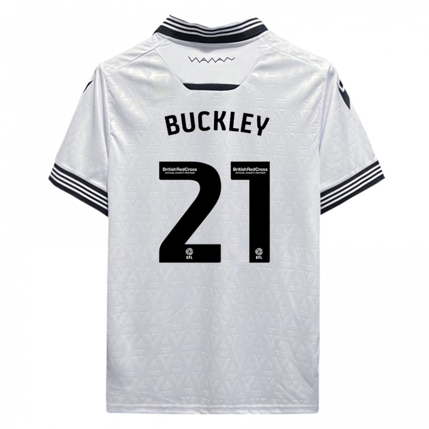 Kobiety John Buckley #21 Biały Wyjazdowa Koszulka 2023/24 Koszulki Klubowe