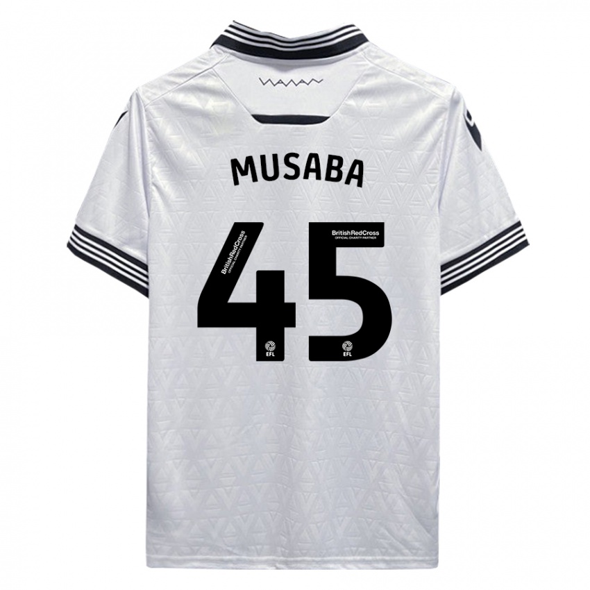Kobiety Anthony Musaba #45 Biały Wyjazdowa Koszulka 2023/24 Koszulki Klubowe