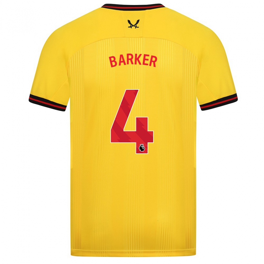Kobiety Sophie Barker #4 Żółty Wyjazdowa Koszulka 2023/24 Koszulki Klubowe