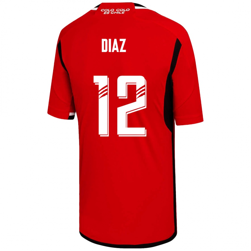 Kobiety Javiera Díaz #12 Czerwony Wyjazdowa Koszulka 2023/24 Koszulki Klubowe