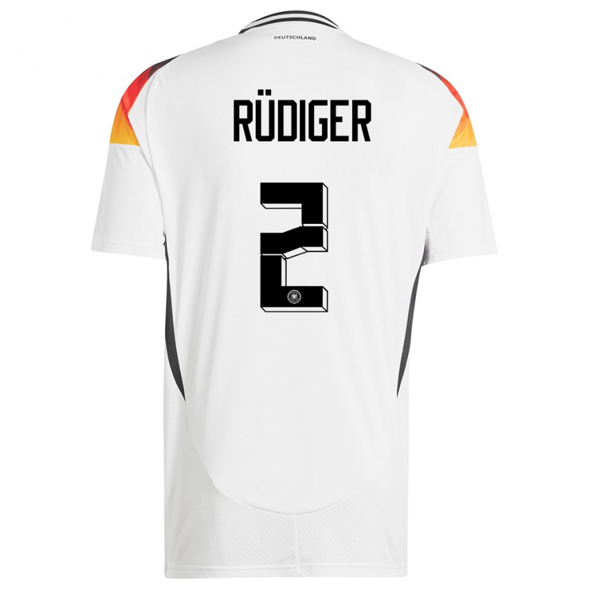 Dzieci Niemcy Antonio Rudiger #2 Biały Domowa Koszulka 24-26 Koszulki Klubowe