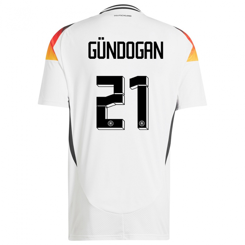 Dzieci Niemcy Ilkay Gundogan #21 Biały Domowa Koszulka 24-26 Koszulki Klubowe