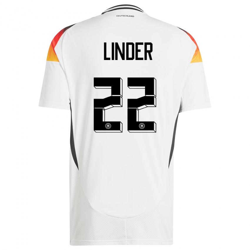 Dzieci Niemcy Sarai Linder #22 Biały Domowa Koszulka 24-26 Koszulki Klubowe