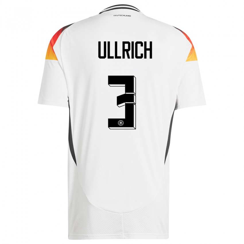 Dzieci Niemcy Lukas Ullrich #3 Biały Domowa Koszulka 24-26 Koszulki Klubowe