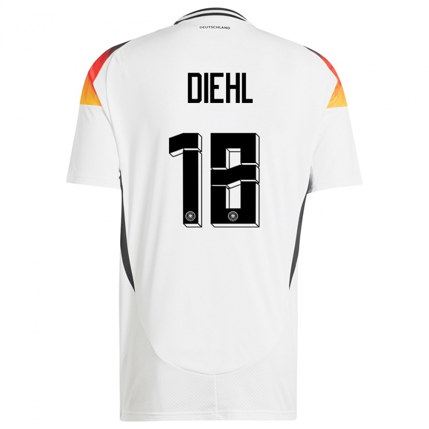 Dzieci Niemcy Justin Diehl #18 Biały Domowa Koszulka 24-26 Koszulki Klubowe