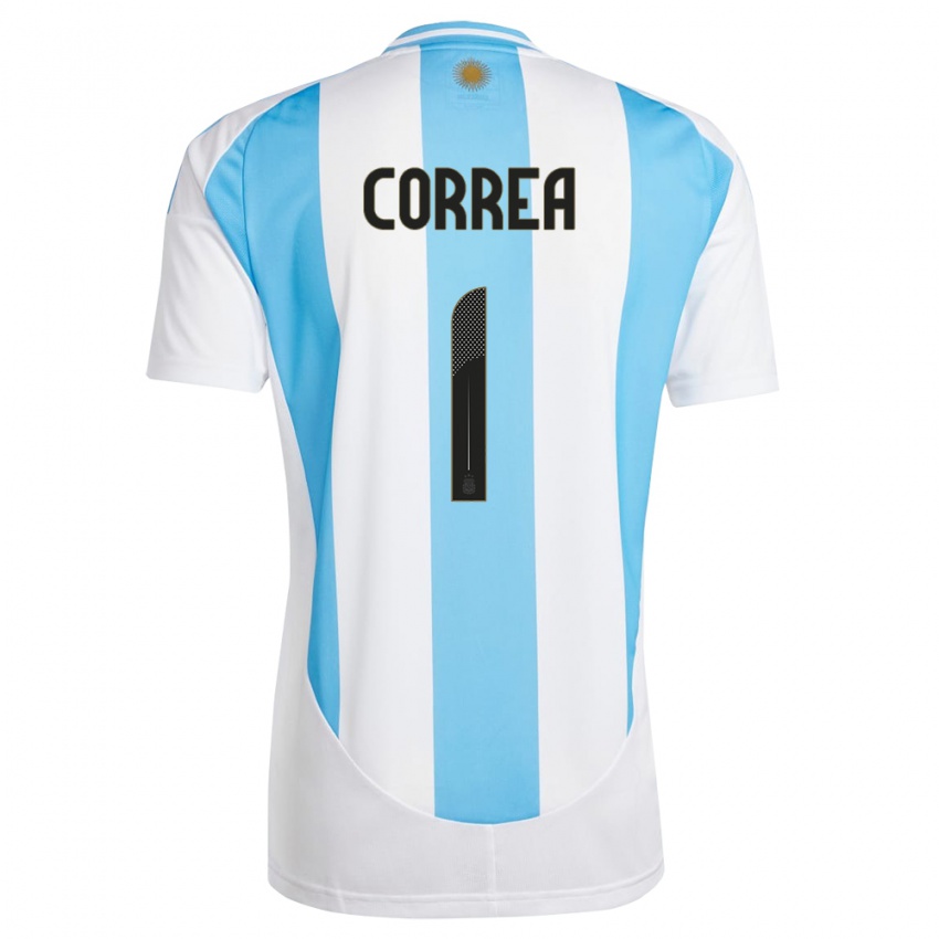 Dzieci Argentyna Vanina Correa #1 Biało Niebieski Domowa Koszulka 24-26 Koszulki Klubowe