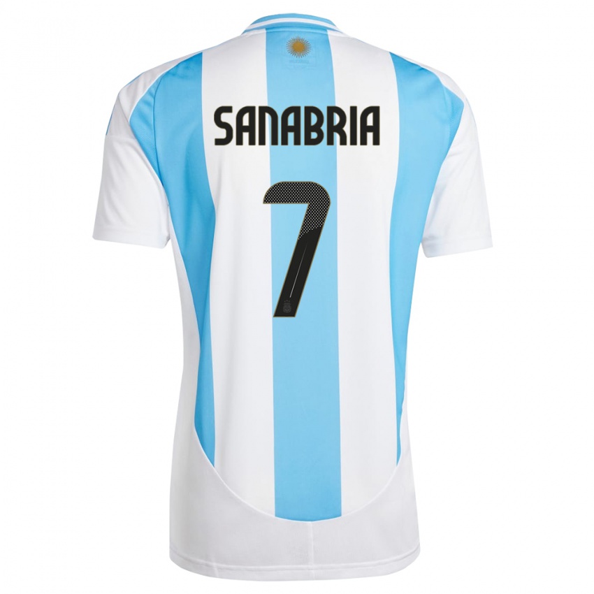 Dzieci Argentyna Mateo Sanabria #7 Biało Niebieski Domowa Koszulka 24-26 Koszulki Klubowe