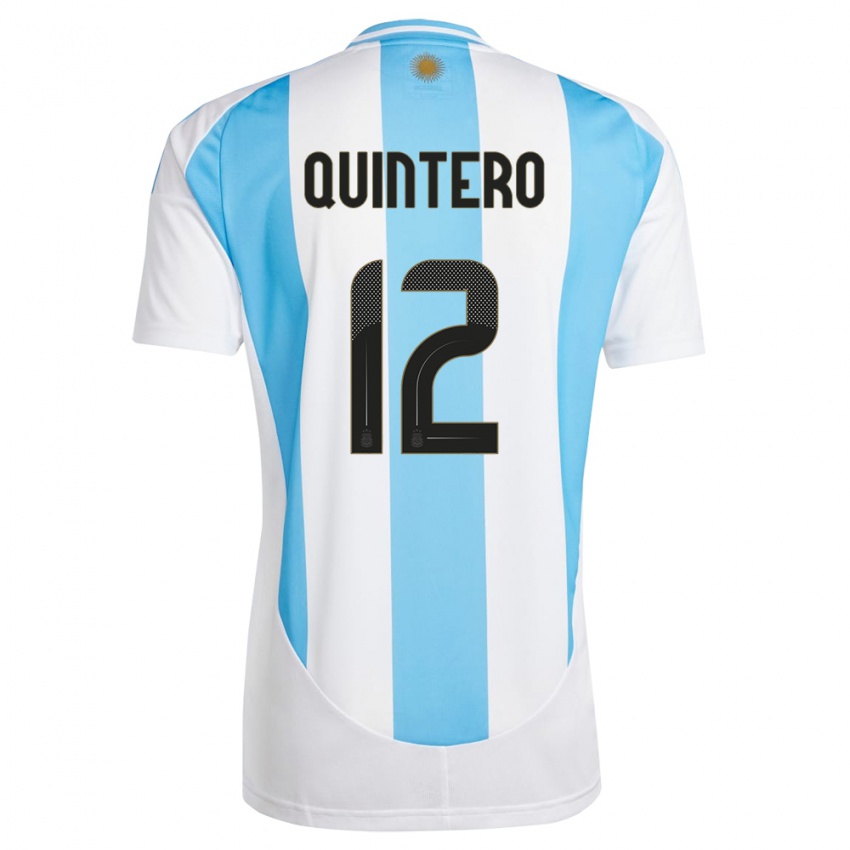 Dzieci Argentyna Valentino Quintero #12 Biało Niebieski Domowa Koszulka 24-26 Koszulki Klubowe