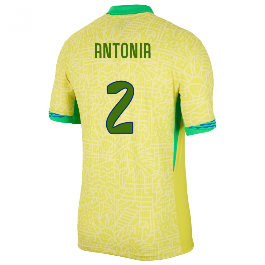Dzieci Brazylia Antonia #2 Żółty Domowa Koszulka 24-26 Koszulki Klubowe