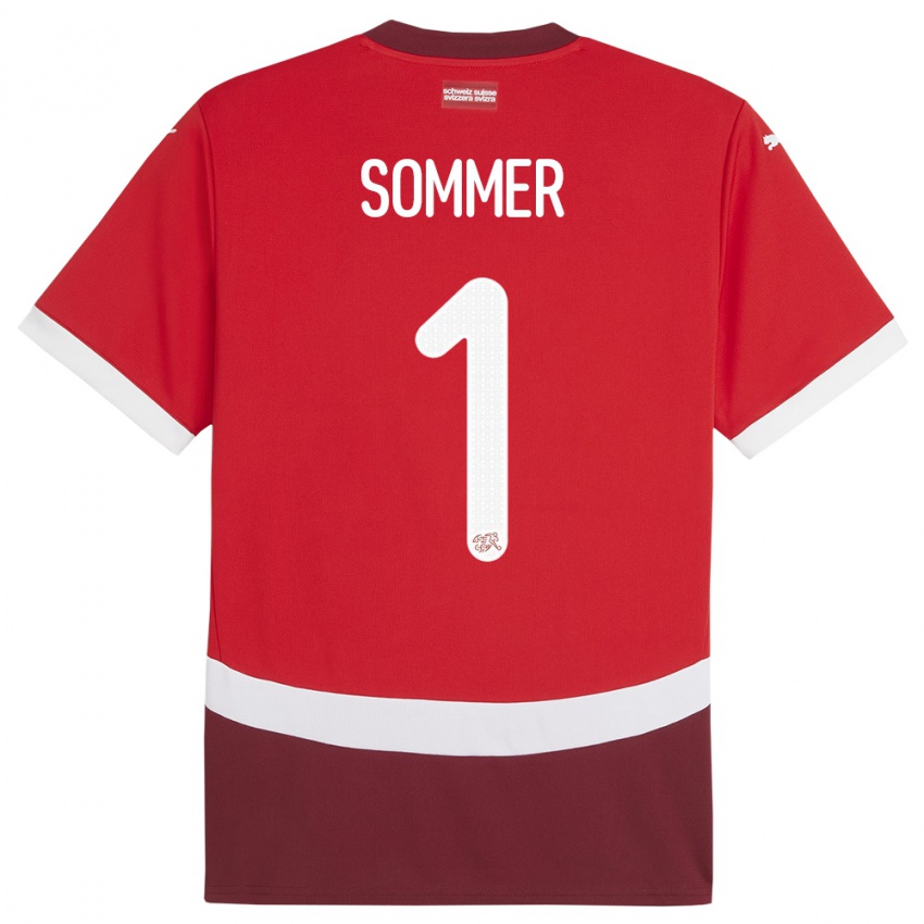 Dzieci Szwajcaria Yann Sommer #1 Czerwony Domowa Koszulka 24-26 Koszulki Klubowe