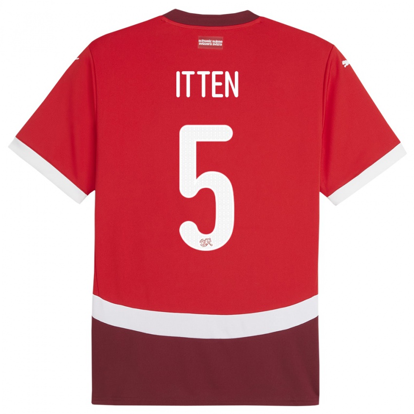 Dzieci Szwajcaria Cedric Itten #5 Czerwony Domowa Koszulka 24-26 Koszulki Klubowe