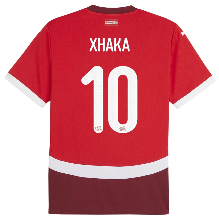 Dzieci Szwajcaria Granit Xhaka #10 Czerwony Domowa Koszulka 24-26 Koszulki Klubowe