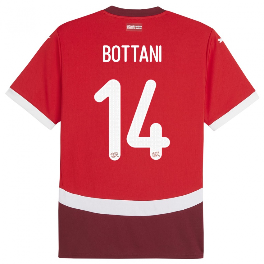 Dzieci Szwajcaria Mattia Bottani #14 Czerwony Domowa Koszulka 24-26 Koszulki Klubowe