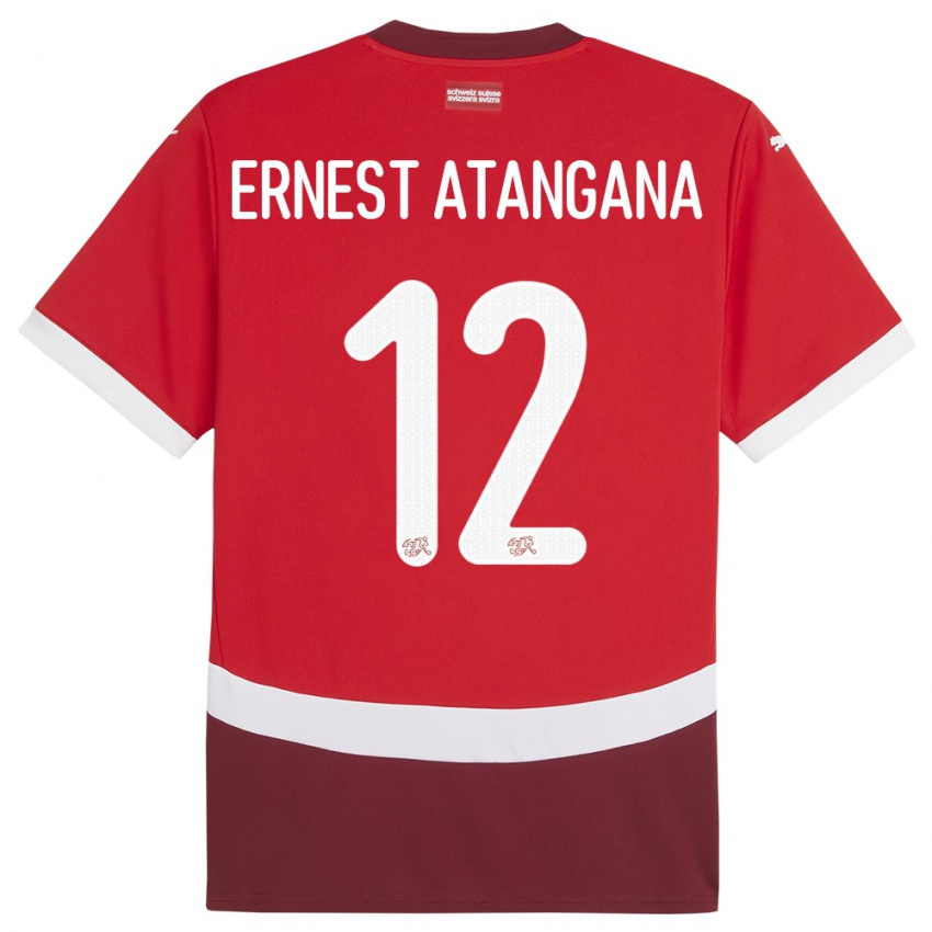 Dzieci Szwajcaria Brian Ernest Atangana #12 Czerwony Domowa Koszulka 24-26 Koszulki Klubowe