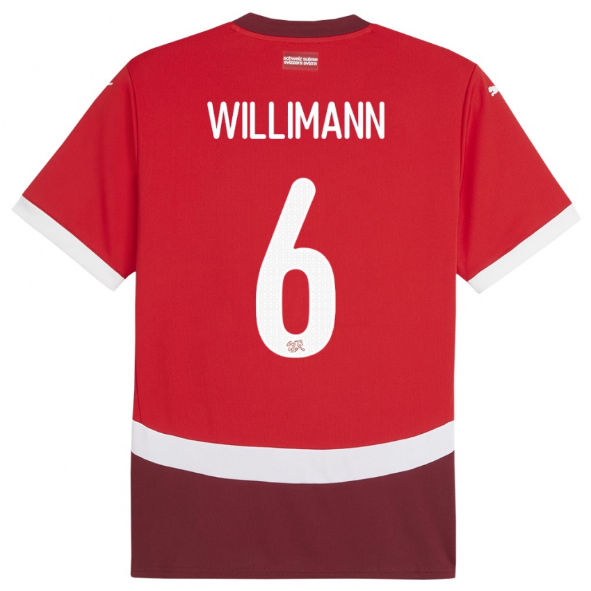 Dzieci Szwajcaria Mauricio Willimann #6 Czerwony Domowa Koszulka 24-26 Koszulki Klubowe
