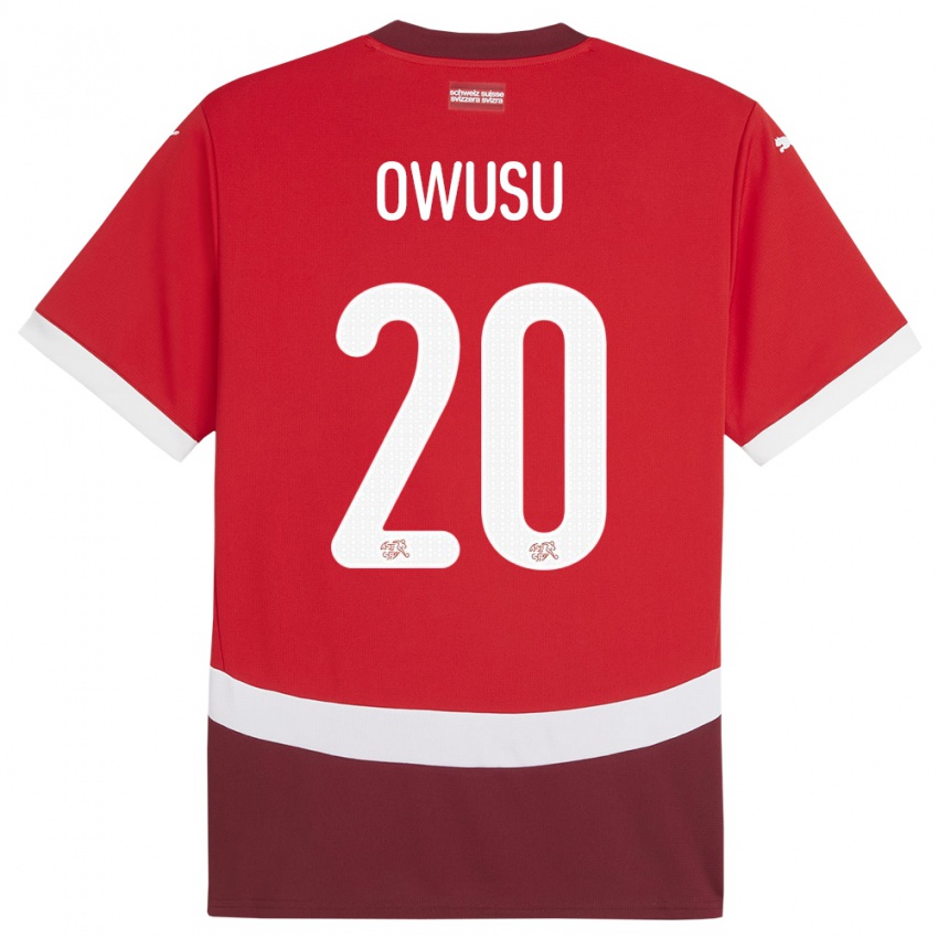 Dzieci Szwajcaria Tyron Owusu #20 Czerwony Domowa Koszulka 24-26 Koszulki Klubowe
