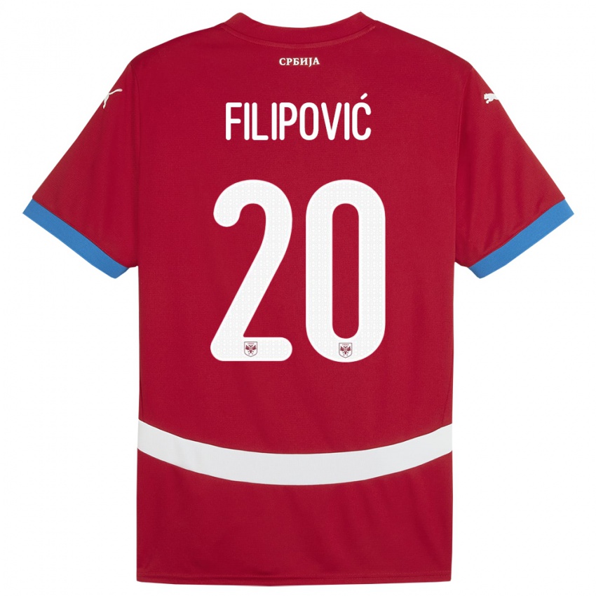 Dzieci Serbia Tijana Filipovic #20 Czerwony Domowa Koszulka 24-26 Koszulki Klubowe