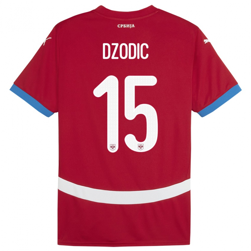 Dzieci Serbia Stefan Dzodic #15 Czerwony Domowa Koszulka 24-26 Koszulki Klubowe