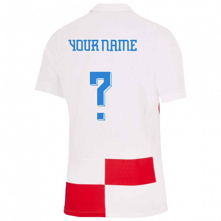 Dzieci Chorwacja Twoje Imię #0 Biało - Czerwony Domowa Koszulka 24-26 Koszulki Klubowe