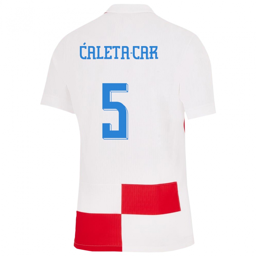 Dzieci Chorwacja Duje Caleta Car #5 Biało - Czerwony Domowa Koszulka 24-26 Koszulki Klubowe