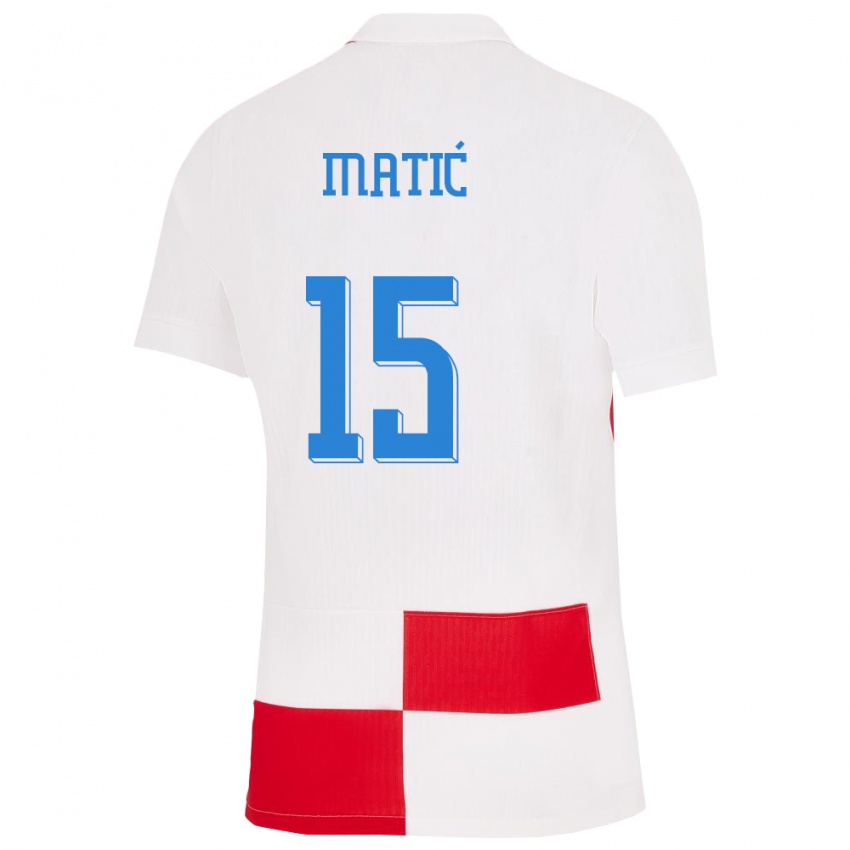 Dzieci Chorwacja Matej Matic #15 Biało - Czerwony Domowa Koszulka 24-26 Koszulki Klubowe