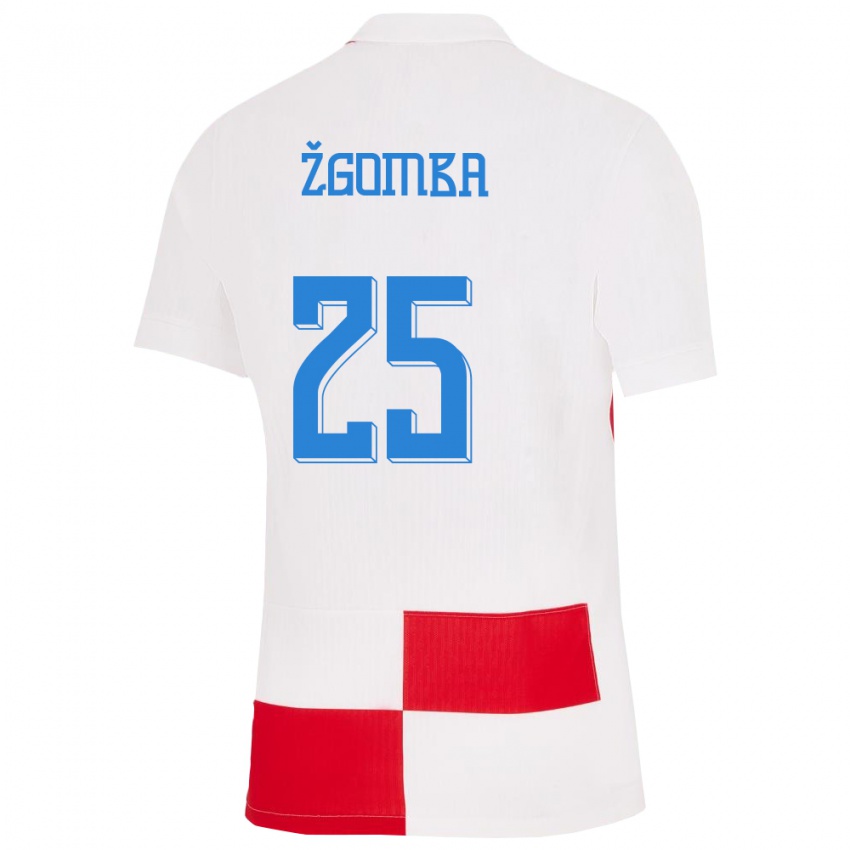 Dzieci Chorwacja Marin Zgomba #25 Biało - Czerwony Domowa Koszulka 24-26 Koszulki Klubowe