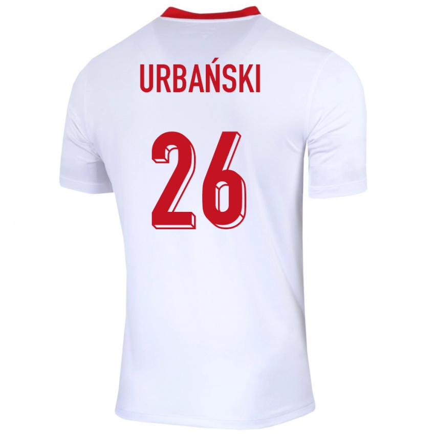 Dzieci Polska Kacper Urbanski #26 Biały Domowa Koszulka 24-26 Koszulki Klubowe