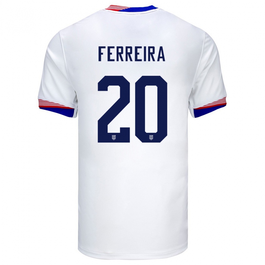 Dzieci Stany Zjednoczone Jesus Ferreira #20 Biały Domowa Koszulka 24-26 Koszulki Klubowe