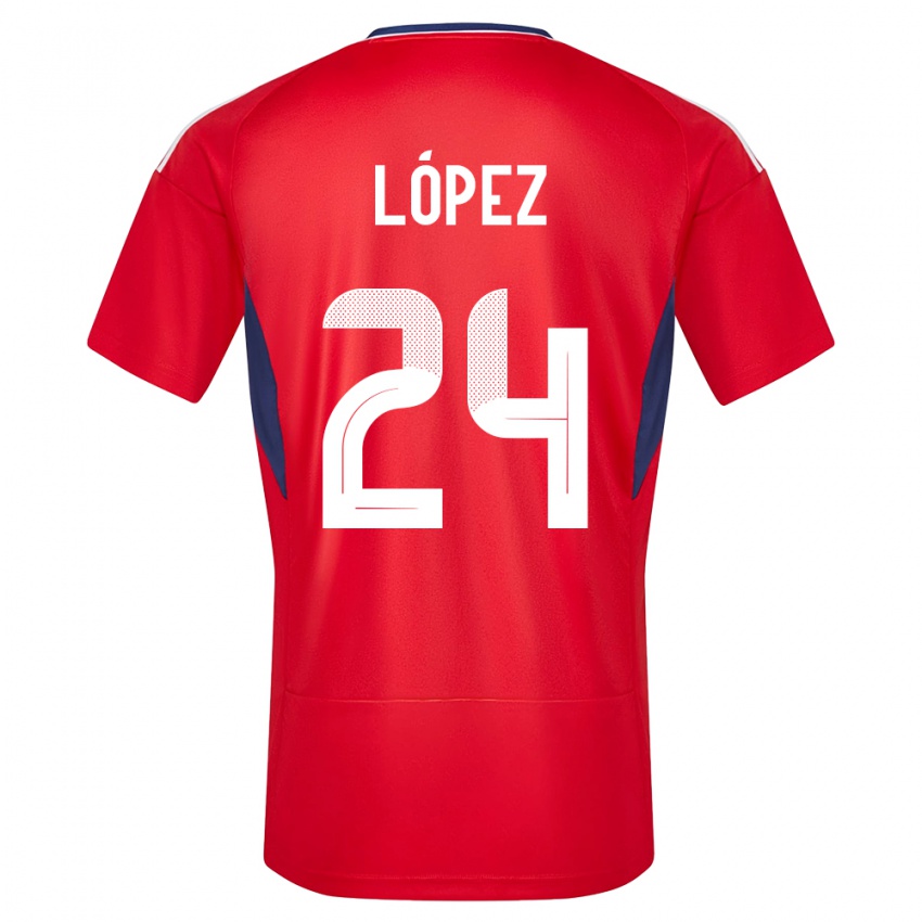 Dzieci Kostaryka Douglas Lopez #24 Czerwony Domowa Koszulka 24-26 Koszulki Klubowe