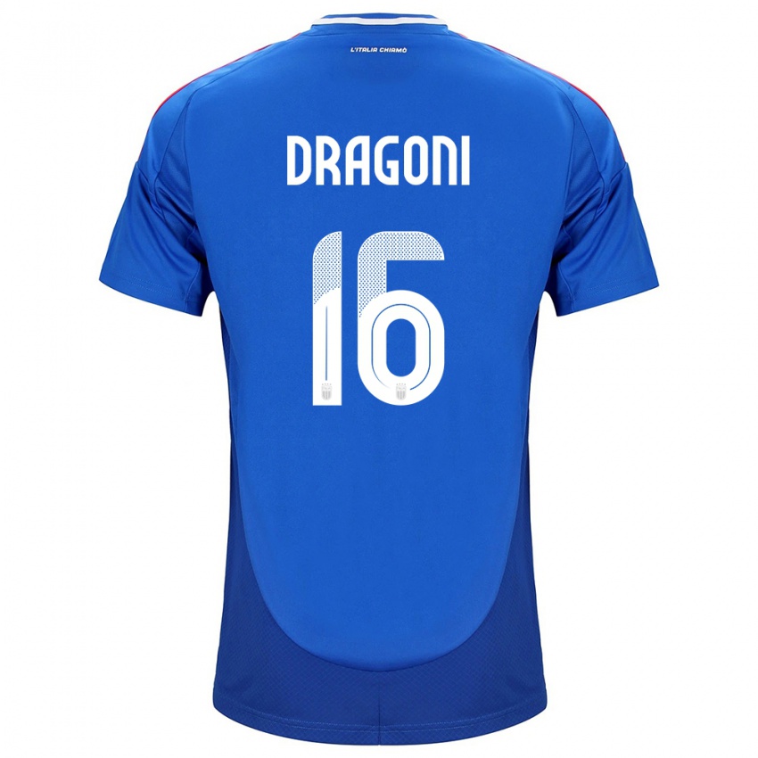 Dzieci Włochy Giulia Dragoni #16 Niebieski Domowa Koszulka 24-26 Koszulki Klubowe