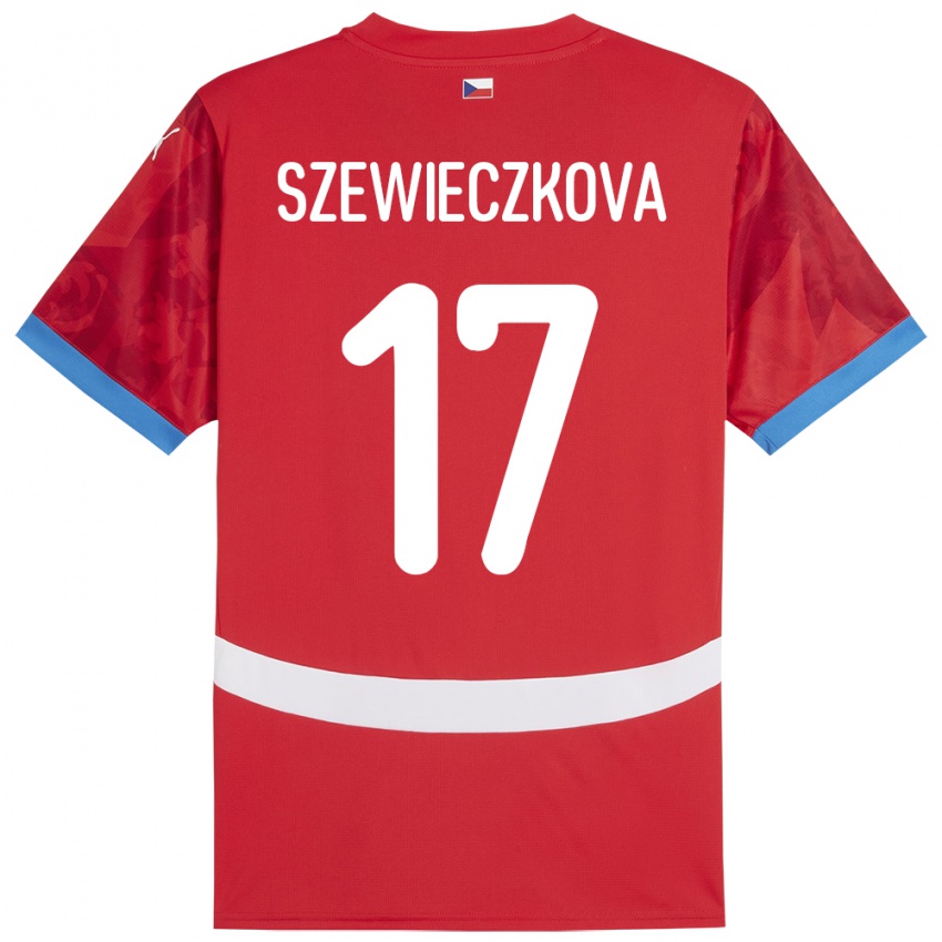 Dzieci Czechy Tereza Szewieczková #17 Czerwony Domowa Koszulka 24-26 Koszulki Klubowe