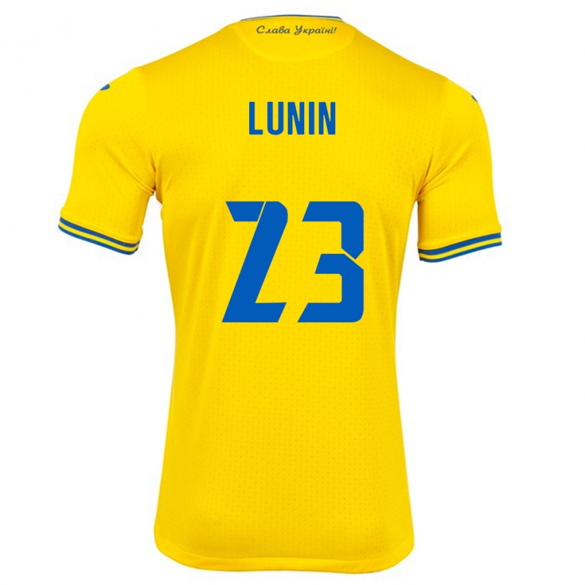 Dzieci Ukraina Andriy Lunin #23 Żółty Domowa Koszulka 24-26 Koszulki Klubowe