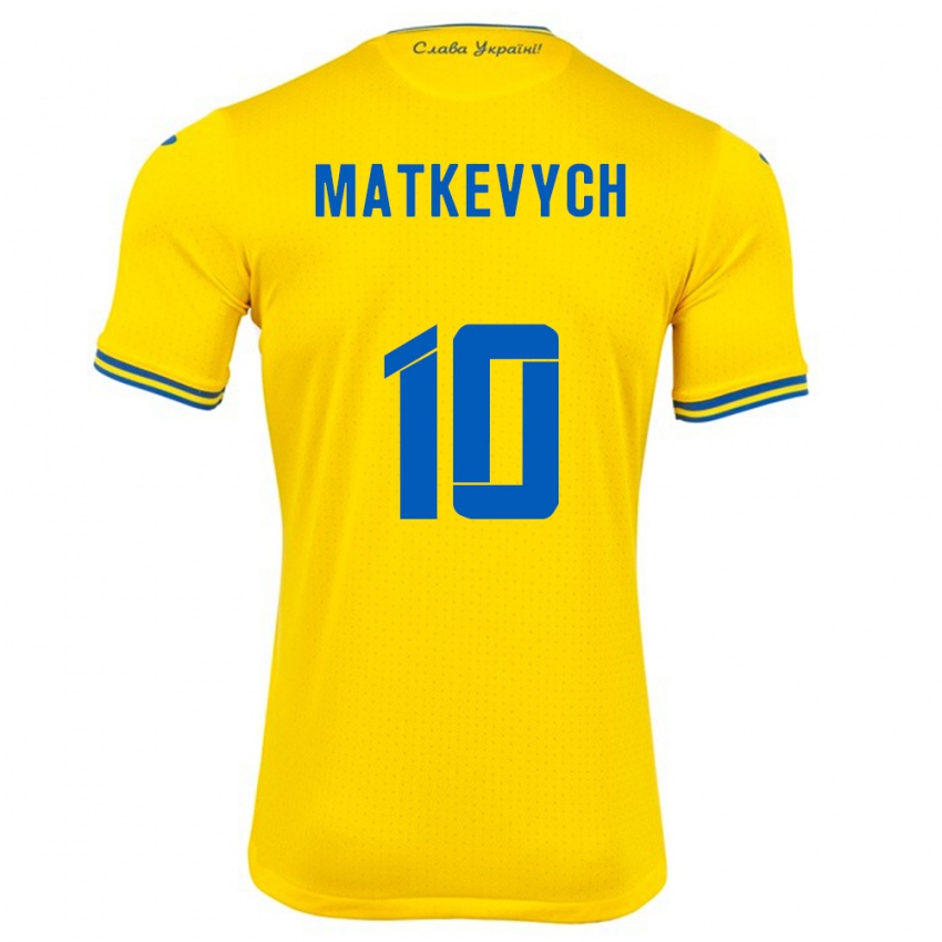 Dzieci Ukraina Andriy Matkevych #10 Żółty Domowa Koszulka 24-26 Koszulki Klubowe