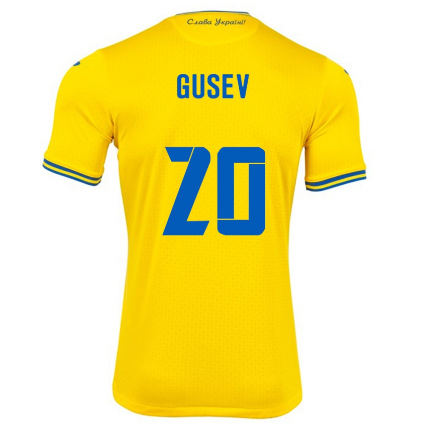 Dzieci Ukraina Oleksiy Gusev #20 Żółty Domowa Koszulka 24-26 Koszulki Klubowe