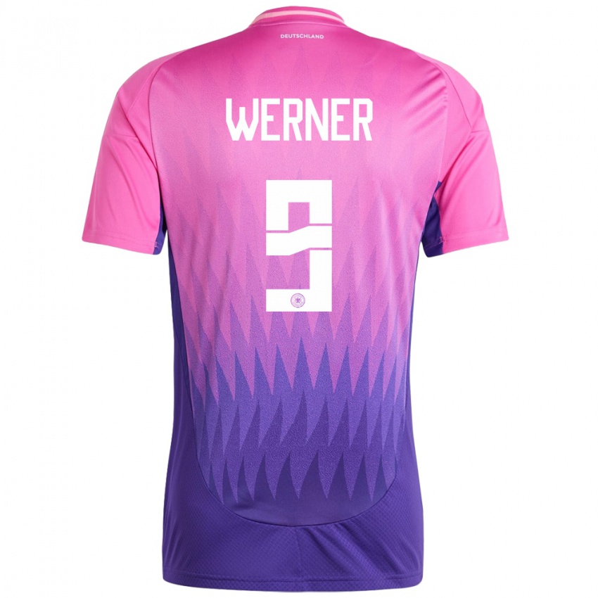Dzieci Niemcy Timo Werner #9 Różowy Fiolet Wyjazdowa Koszulka 24-26 Koszulki Klubowe