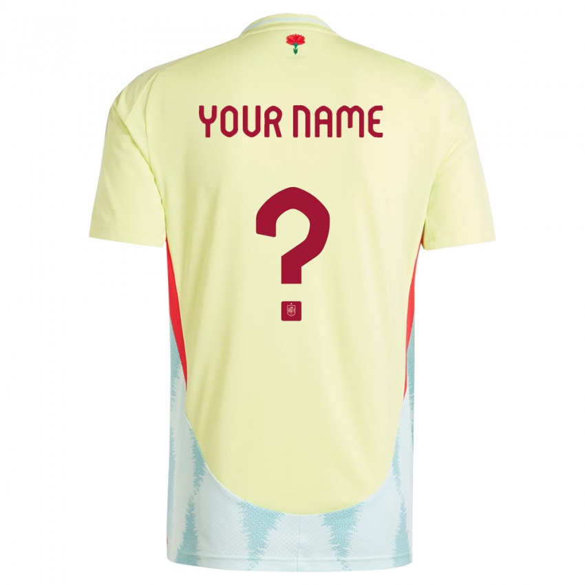 Dzieci Hiszpania Twoje Imię #0 Żółty Wyjazdowa Koszulka 24-26 Koszulki Klubowe