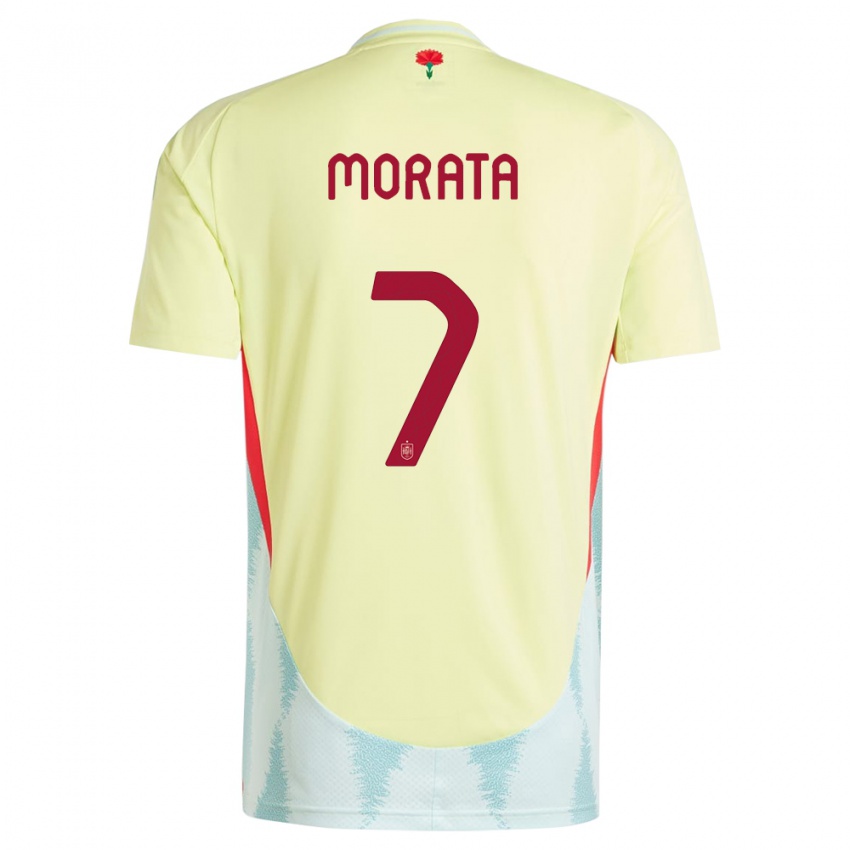 Dzieci Hiszpania Alvaro Morata #7 Żółty Wyjazdowa Koszulka 24-26 Koszulki Klubowe