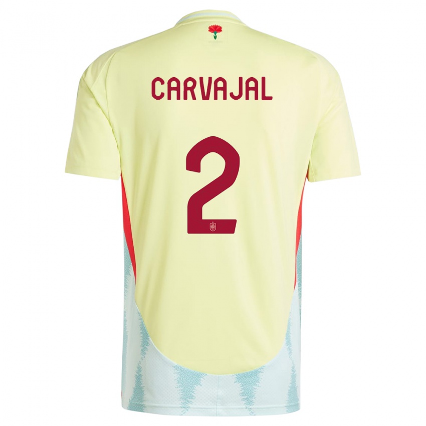Dzieci Hiszpania Daniel Carvajal #2 Żółty Wyjazdowa Koszulka 24-26 Koszulki Klubowe