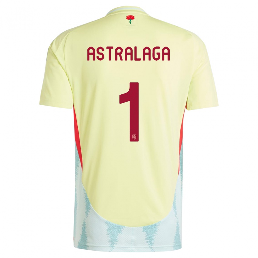 Dzieci Hiszpania Ander Astralaga #1 Żółty Wyjazdowa Koszulka 24-26 Koszulki Klubowe