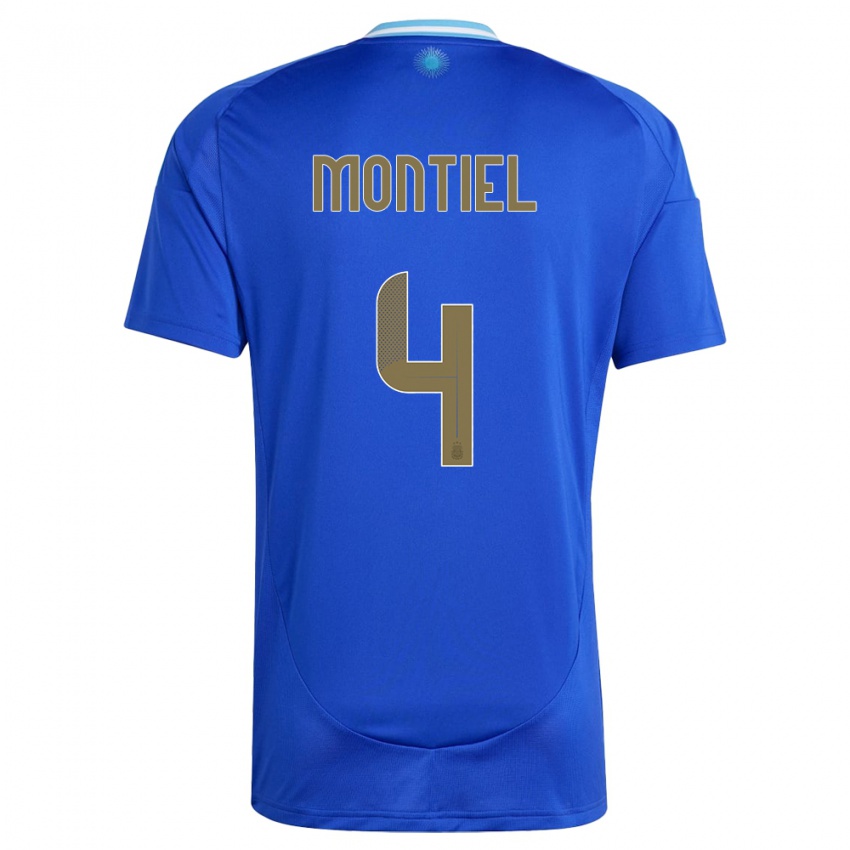 Dzieci Argentyna Gonzalo Montiel #4 Niebieski Wyjazdowa Koszulka 24-26 Koszulki Klubowe
