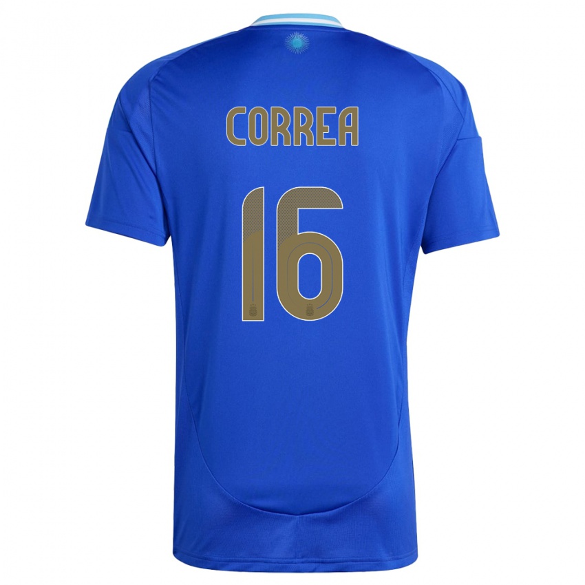Dzieci Argentyna Angel Correa #16 Niebieski Wyjazdowa Koszulka 24-26 Koszulki Klubowe
