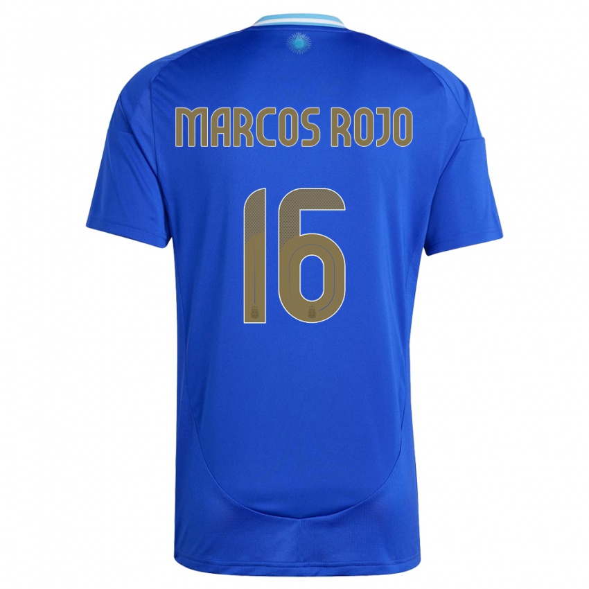 Dzieci Argentyna Marcos Rojo #16 Niebieski Wyjazdowa Koszulka 24-26 Koszulki Klubowe