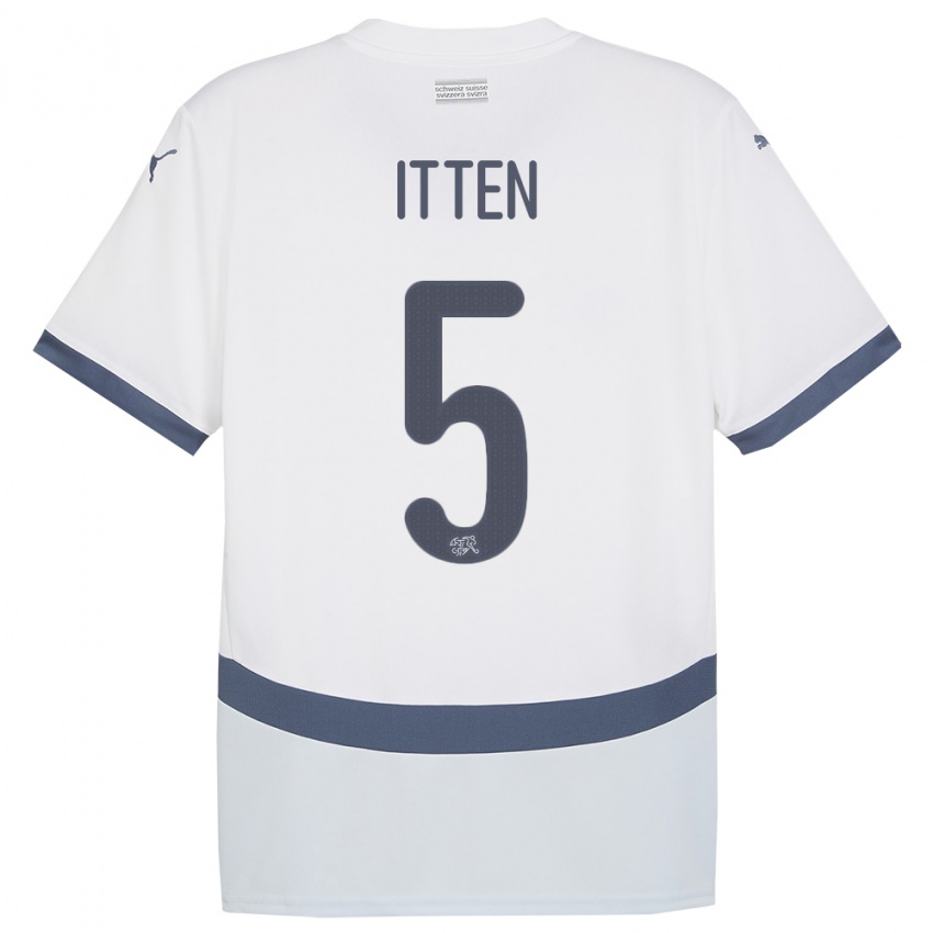 Dzieci Szwajcaria Cedric Itten #5 Biały Wyjazdowa Koszulka 24-26 Koszulki Klubowe